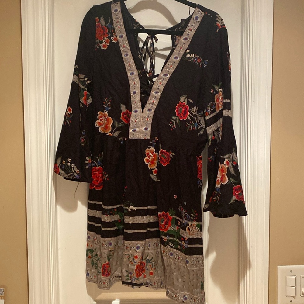 Angie floral black hobo dress